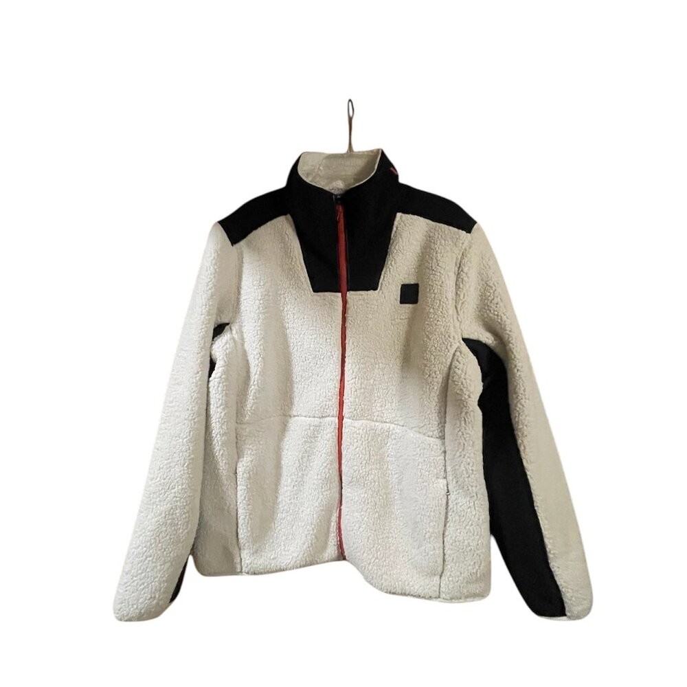 Mens White Under Armour Loose Full Zip Fleece, Size XL